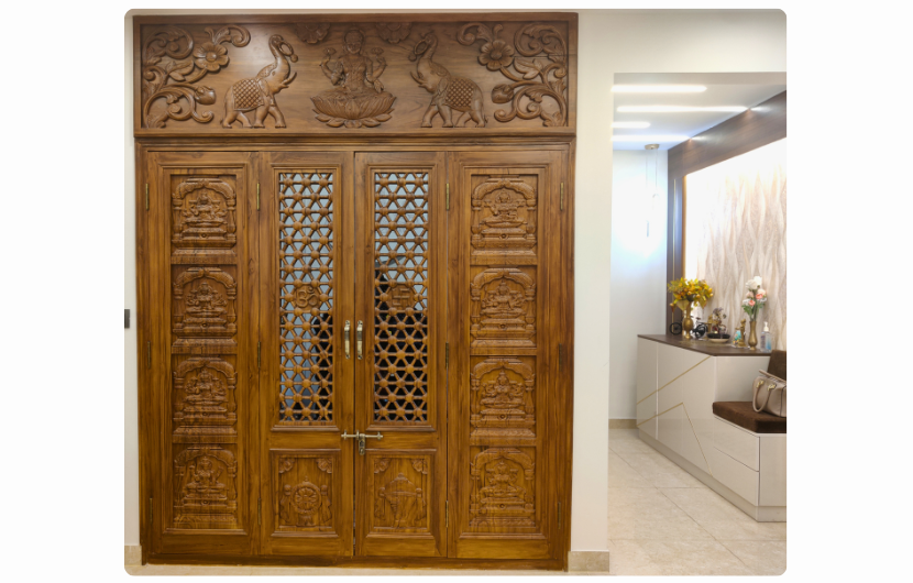 Meera residence—Pooja room door design